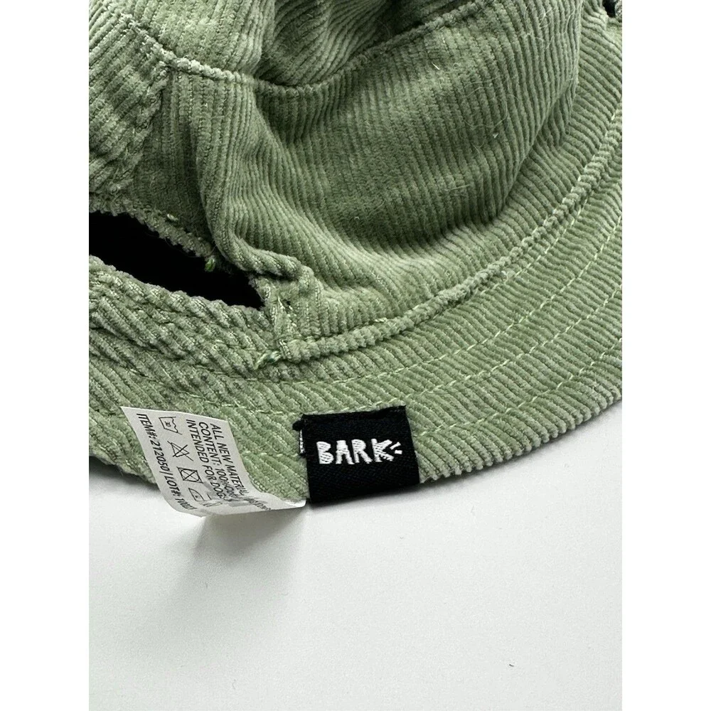 BARK “Puff Pet Pass” Dog Bucket Hat Olive Corduroy Funny Costume Accessory